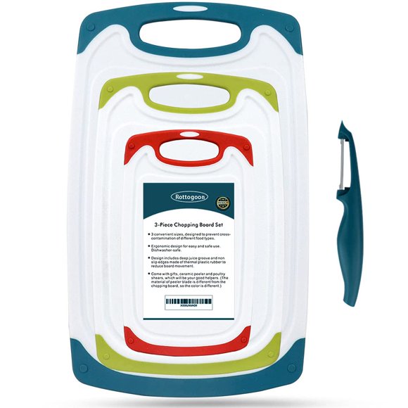 Juego De Tablas De Cortar De Plástico Con Patas Antideslizantes Color Verde