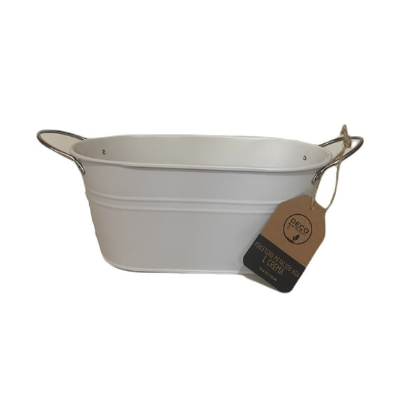Macetero Metalico Asa L Crema