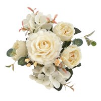Magideal - Flores Artificiales Para Jarrón Arreglo Floral Nupcial Sosteniendo Flores Tirando Ramo Ramo De Boda Para Año Nuevo Graduación Decoración Regalo Blanco