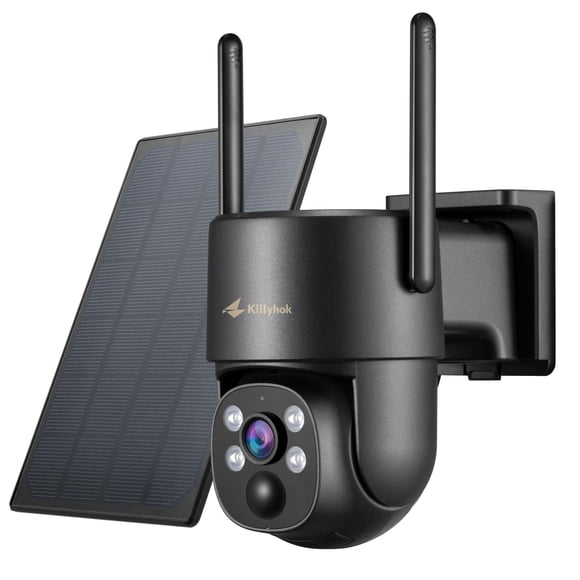Cámara de seguridad Kittyhok Solar 2k con visión de 360° negra