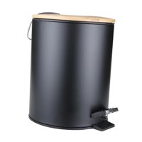 Magideal - Cubo De Basura De Madera Con Tapa De Bambú, Contenedor De Basura, Cubo De Basura, Cubo De Revestimiento Extraíble Para Oficina, Baño, Dormitorio, 5L Negro