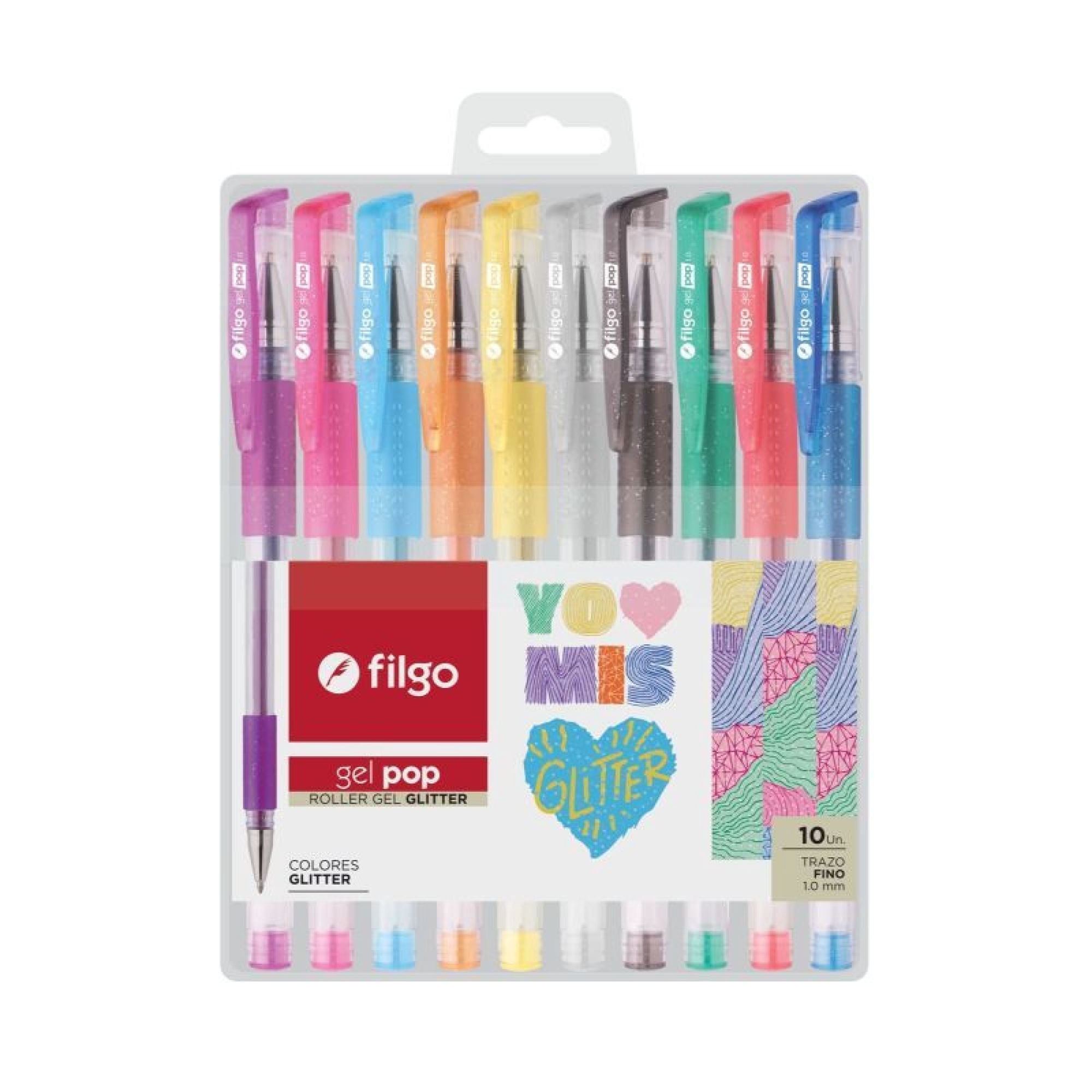 Set De 10 Roller Gel Pop Glitter 1 Un Filgo
