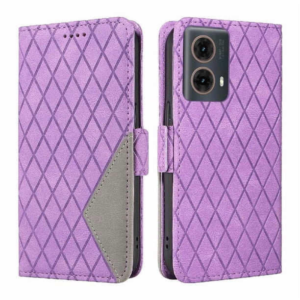Funda Cartera para Motorola MOTO G85 con Tarjetero Soporte y Correa Morado