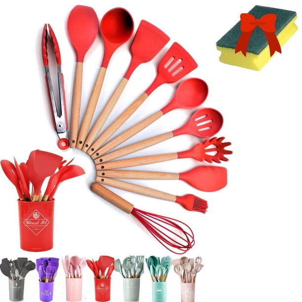 12 Piezas De Palas Y Espátulas Utensilios Okaeri Reposterías rojo