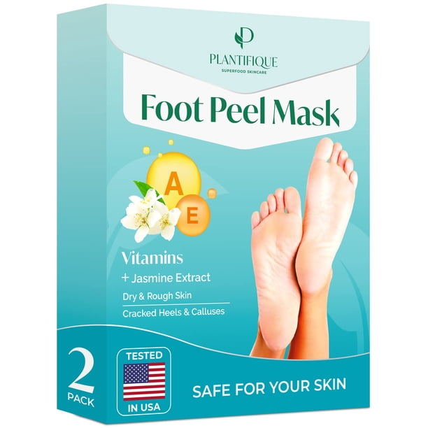Mascarilla exfoliante para pies PLANTIFIQUE, paquete de 2, que repara los talones y los pies suaves
