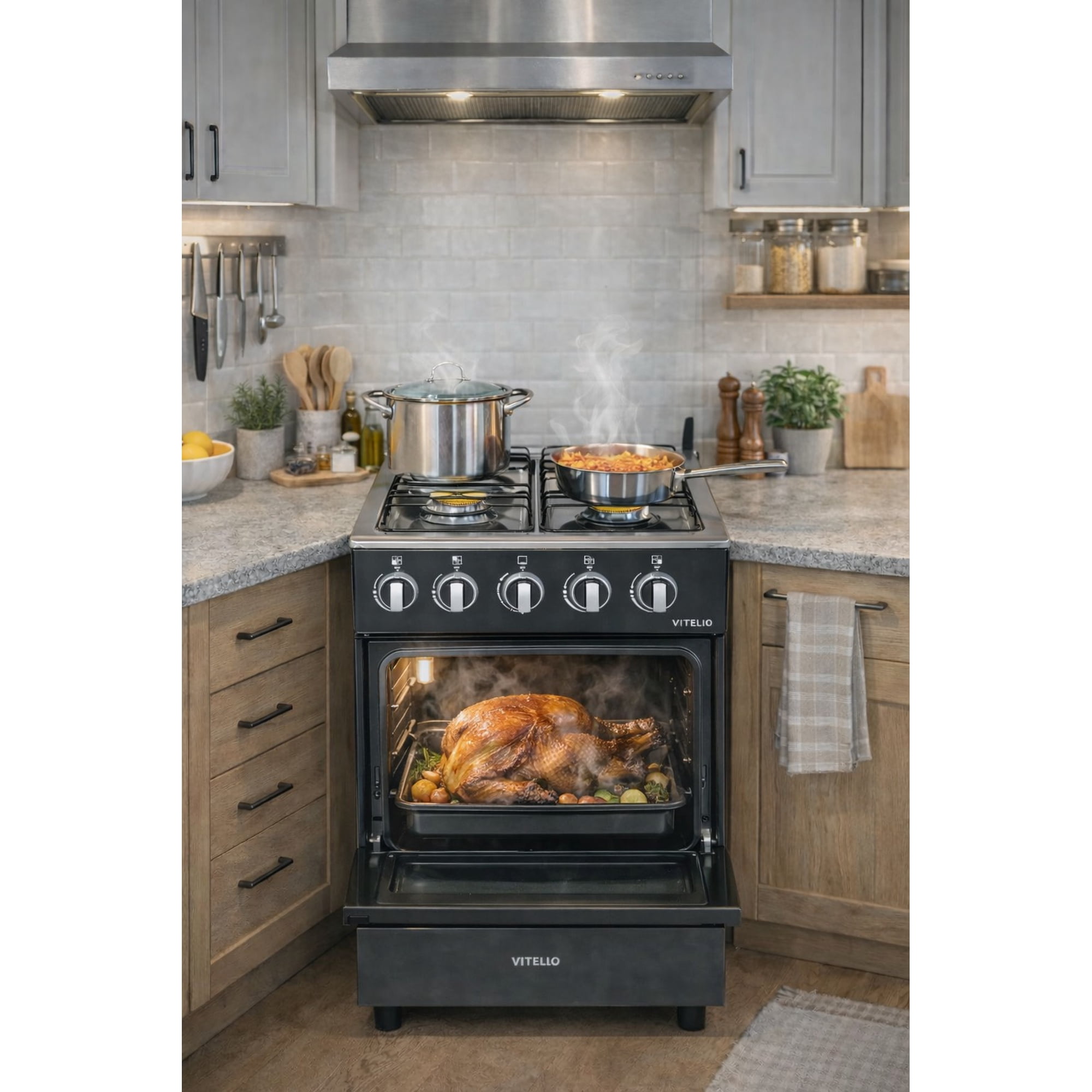Vitelio - Cocina Gas Licuado / Gas Natural 4 Quemadores Color Negro