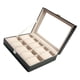 thumbnail image 4 of Caja De Reloj De Cuero Con 10 Ranuras, Organizador De Vitrina De Joyería Con Tapa De Cristal, 4 of 5