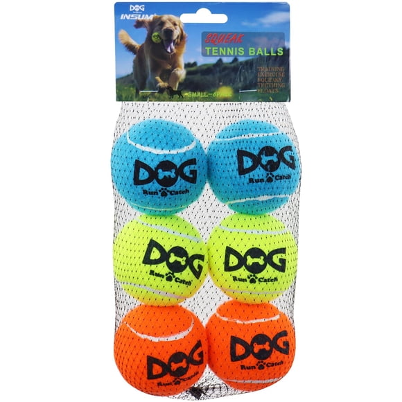 Pelotas de tenis INSUM 2.0" pack de 6 – juguete chirriante para perros
