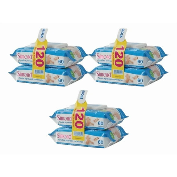 Pack Simonds Toallitas Húmedas Baby Care 120u X3