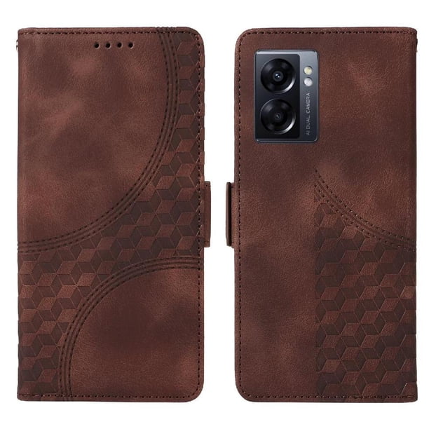 Carcasa FOXDOCK OPPO A57 4G 2022 de cuero PU, diseño acolchado clásico, protección contra caídas y rayones