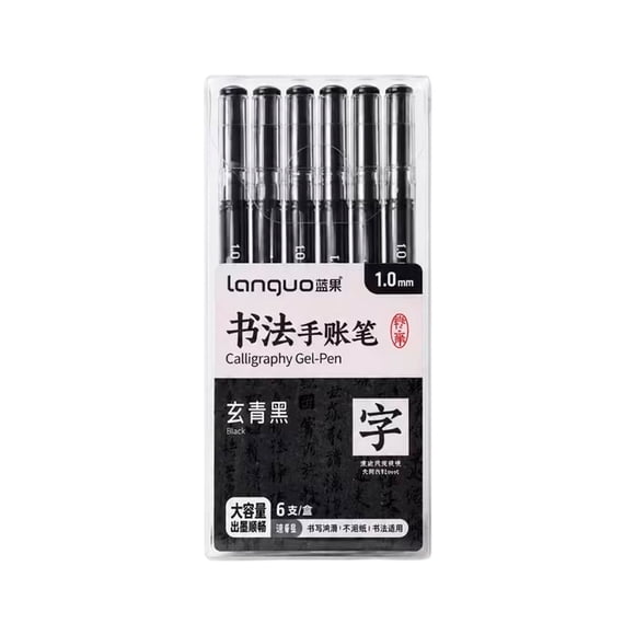 Set 6 Lápices Gel 1.0mm Negro - Languo