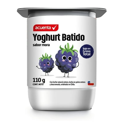 Yoghurt Batido Sabor Mora Pote 110 G Acuenta