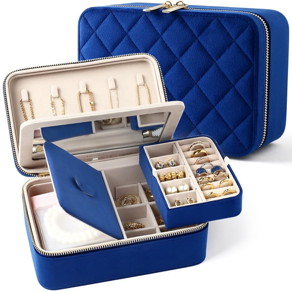 Organizador de Joyas Lumayina de Terciopelo – Estuche de Viaje con Espejo