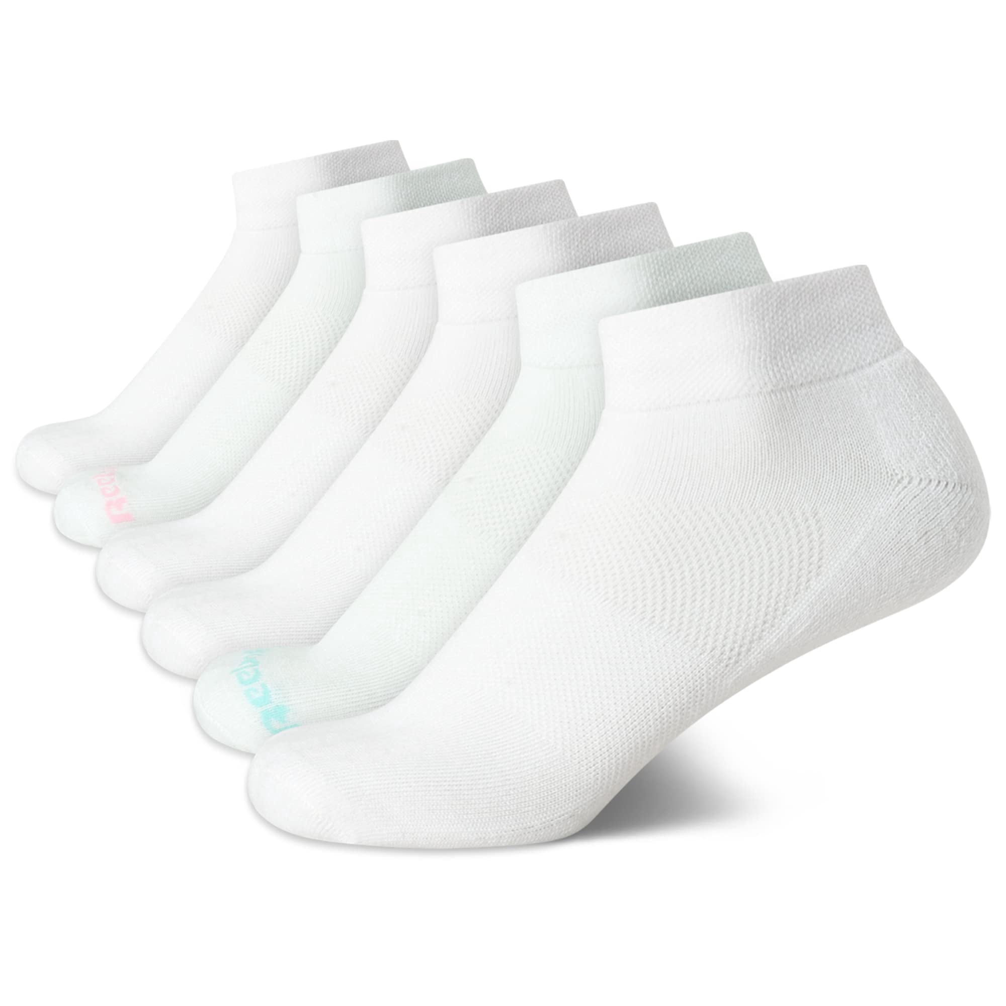 Calcetines Reebok Quarter Cut Para Mujer, Paquete De 6, Blancos, Tallas 4-10