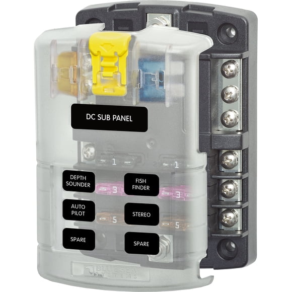Bloque de fusibles Blue Sea Systems 5025 ST Blade 6 Circuitos con tapa