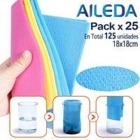 Paño De Limpieza Aileda Paño Esponja Absorbente Celeste - Amarillo - Rosa 5 U Paño Esponja Ultra Absorbente Multiuso 18X18Cm (En Total 125 Unidades)