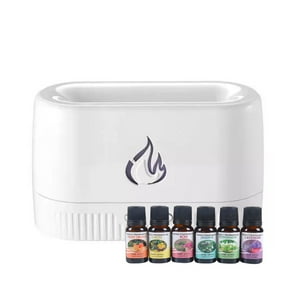Disparo - Pack Humidificador Blanco Efecto Llamas + 6 Esencias