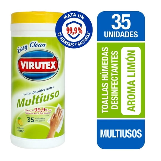 Toallitas Desinfectantes Multiuso Limón Tarro 35 Un Virutex