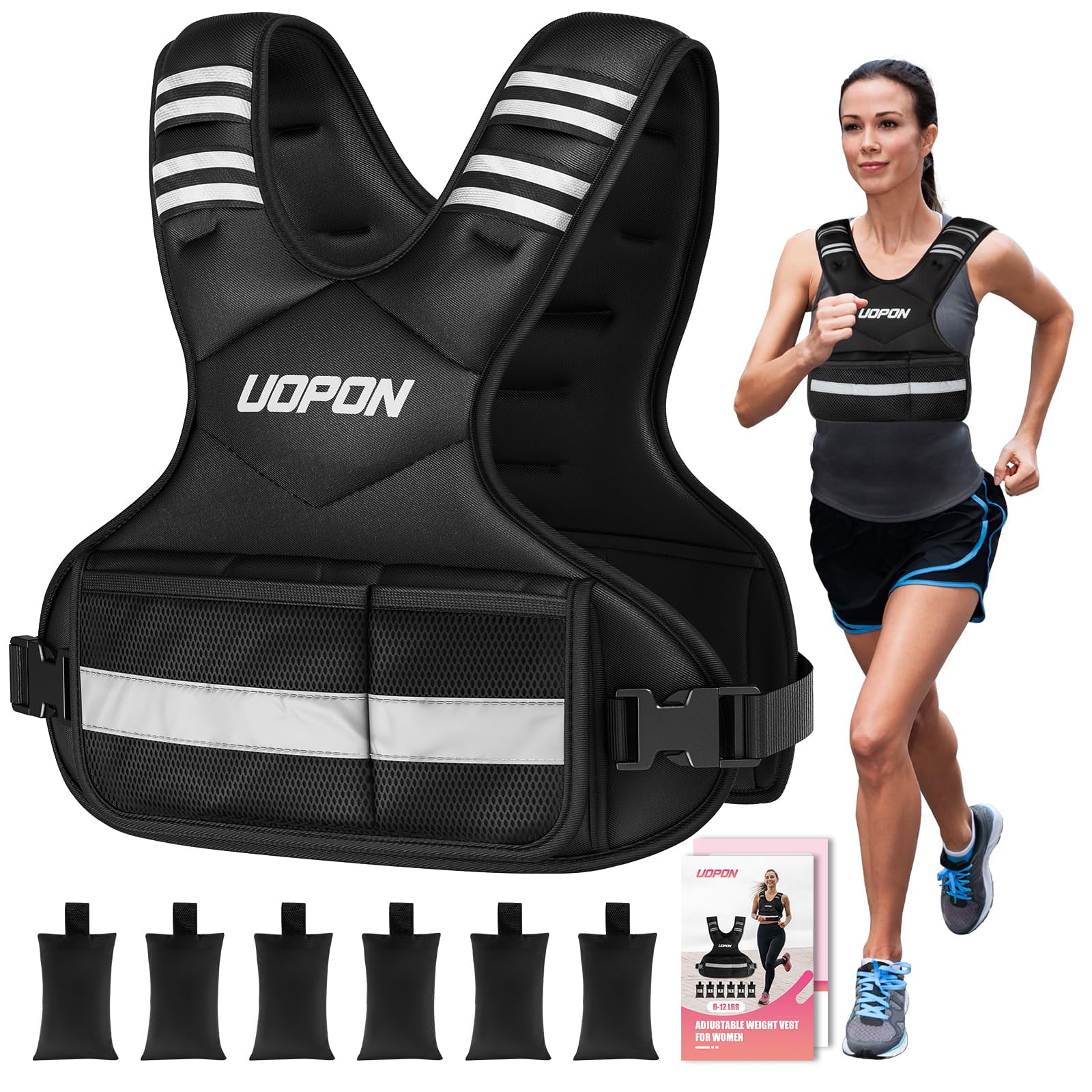 Uopon - Chaleco Pesado Upon Ajustable De 3 A 6 Kg Para Mujer Con Bolsillos