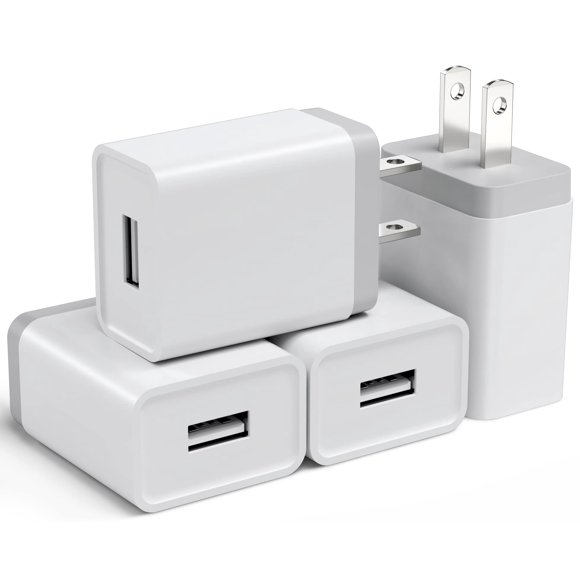 Bloque de cargador de pared USB de 12 W, paquete de 4 unidades, compatible con iPhone, DOTWARE