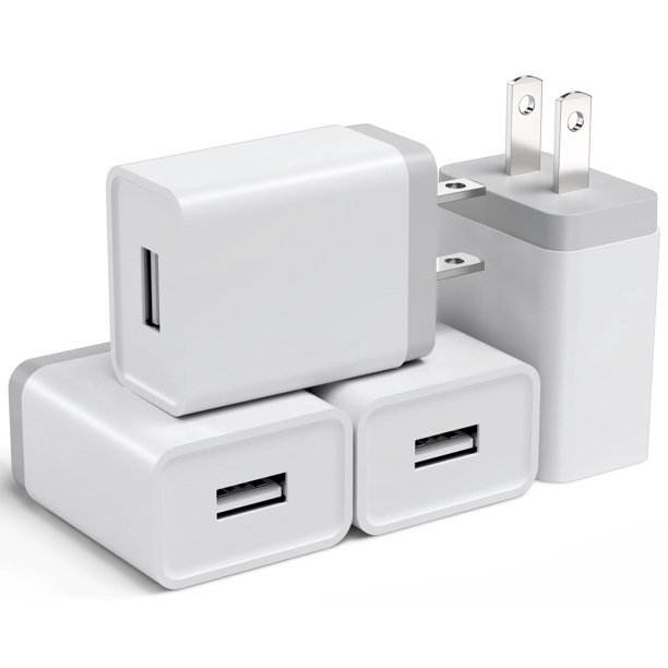 Bloque de cargador de pared USB de 12 W, paquete de 4 unidades, compatible con iPhone, DOTWARE