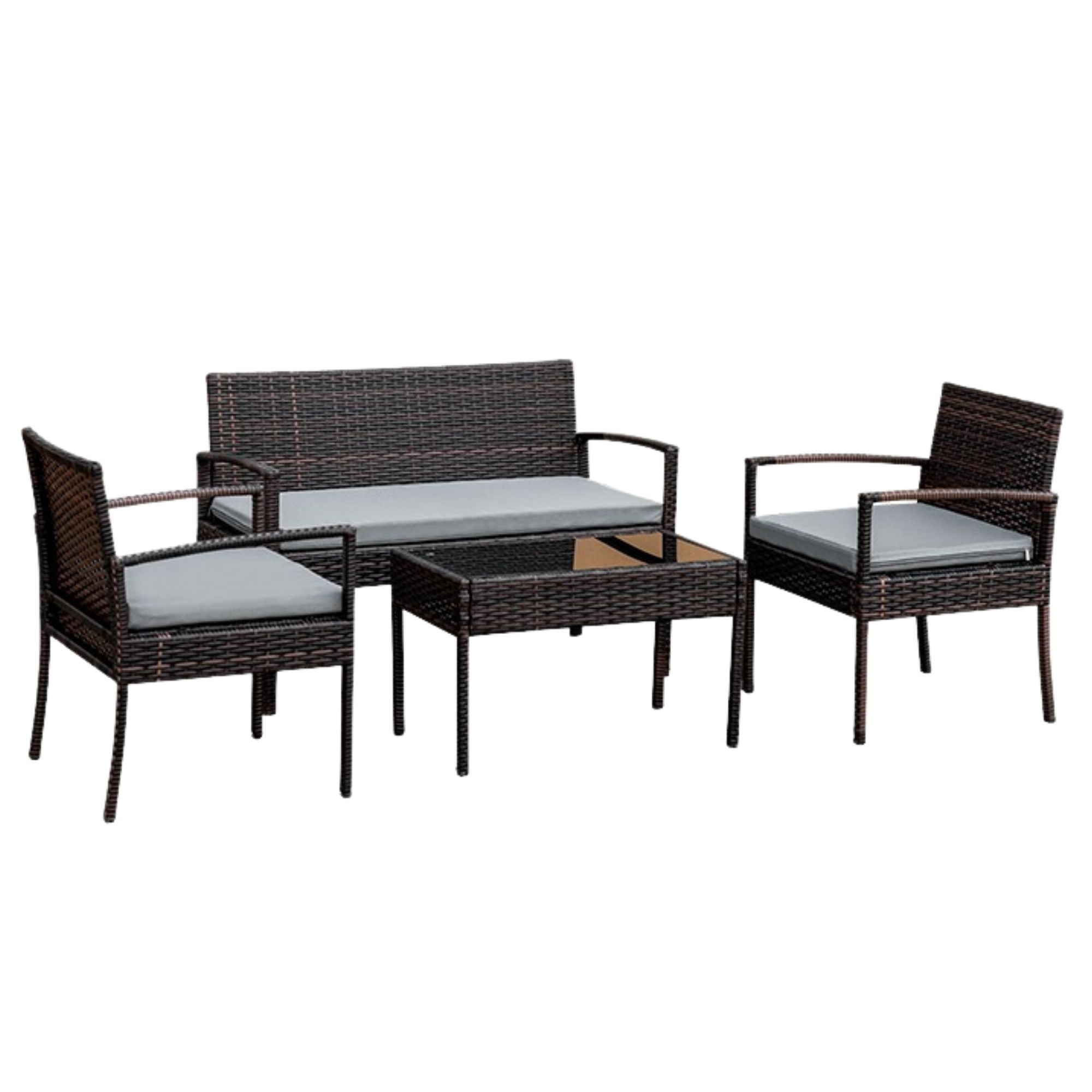 Velazio - Juego De Living Terraza Ipanema 4 Personas Cojines Impermeables, Símil Ratan