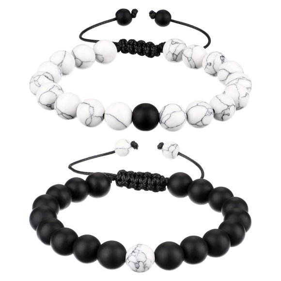 Pulsera BBTO Howlite de ágata negra mate, regalo de Navidad
