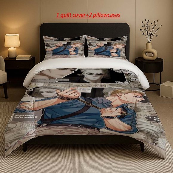 Seven Seas Builder Black And White Poster Pattern Three-Piece Set Soft And Comfortable bedding Suitable for All Seasons