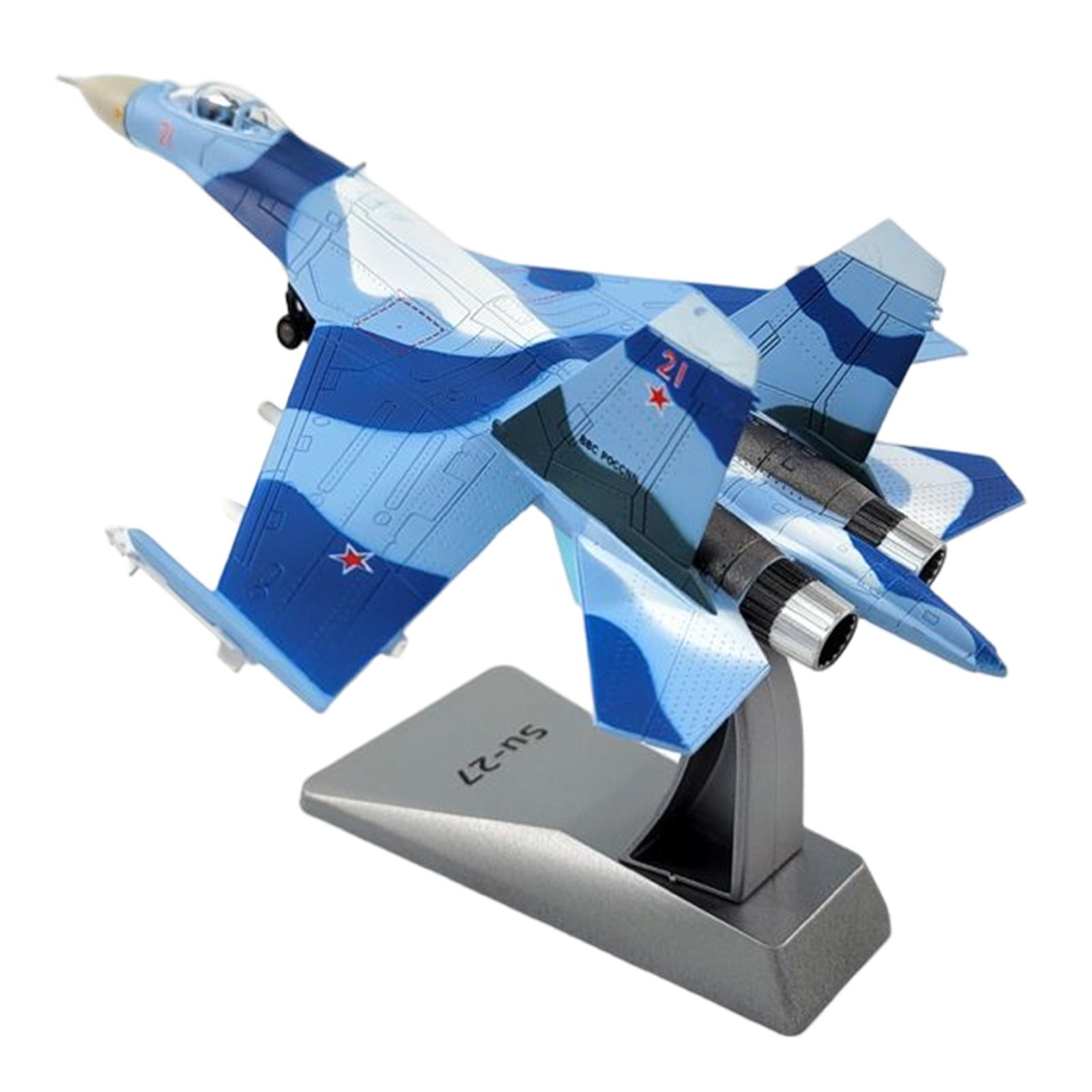 Magideal - 1:100 Modelo De Con Soporte Su-27 Fighter Aleación Fighter Diecast Modelo Para Hogar Escritorio Oficina Decoración Colección