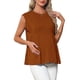 thumbnail image 4 of INSPIRE CHIC Blusas de maternidad para mujer, sin mangas, con pliegues, peplum, manga corta, casual, elegante, sin mangas, embarazo, S marrón, 4 of 6