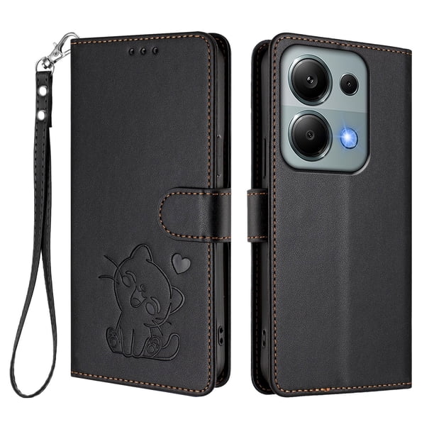 Funda Volteable tipo Billetera con Correa para Xiaomi Redmi Note 14S 4G, Negro