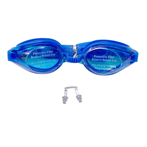 N-Ofertas - Lentes Natacion Gafas Piscina Unisex Colores Tapones Oidos Azul