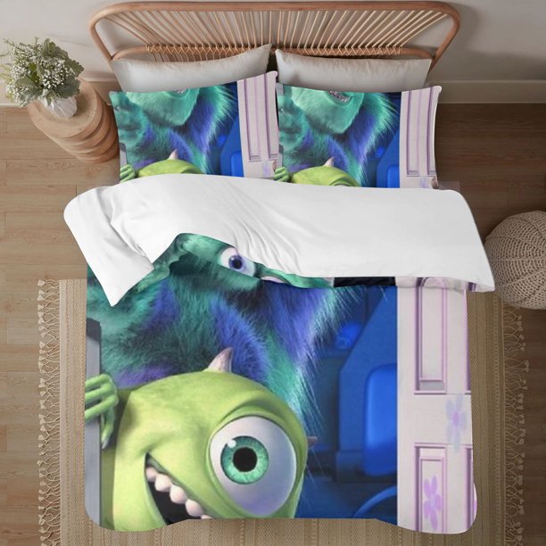 Monsters, Inc 3-Piece Bedding Set For Kids Boys Girls Adult Cartoon Warm Cute Fashion Holiday Present Gift Bed Sheets