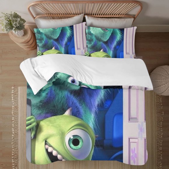 Monsters, Inc 3-Piece Bedding Set For Kids Boys Girls Adult Cartoon Warm Cute Fashion Holiday Present Gift Bed Sheets