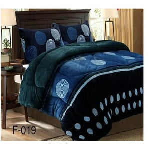 Aladdins Shop - Cobertor De Invierno De Plush Y Chiporro 2 Plazas Azul Diseños