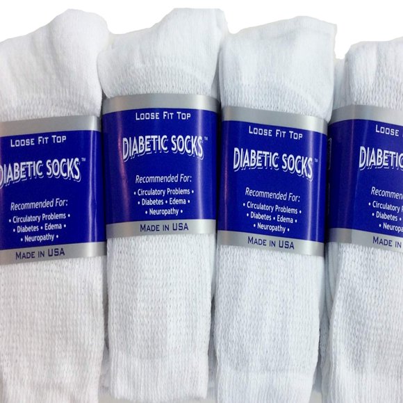 Calcetines diabéticos Creswell 25‑28 cm blanco, paquete de 12 pares, de caña alta