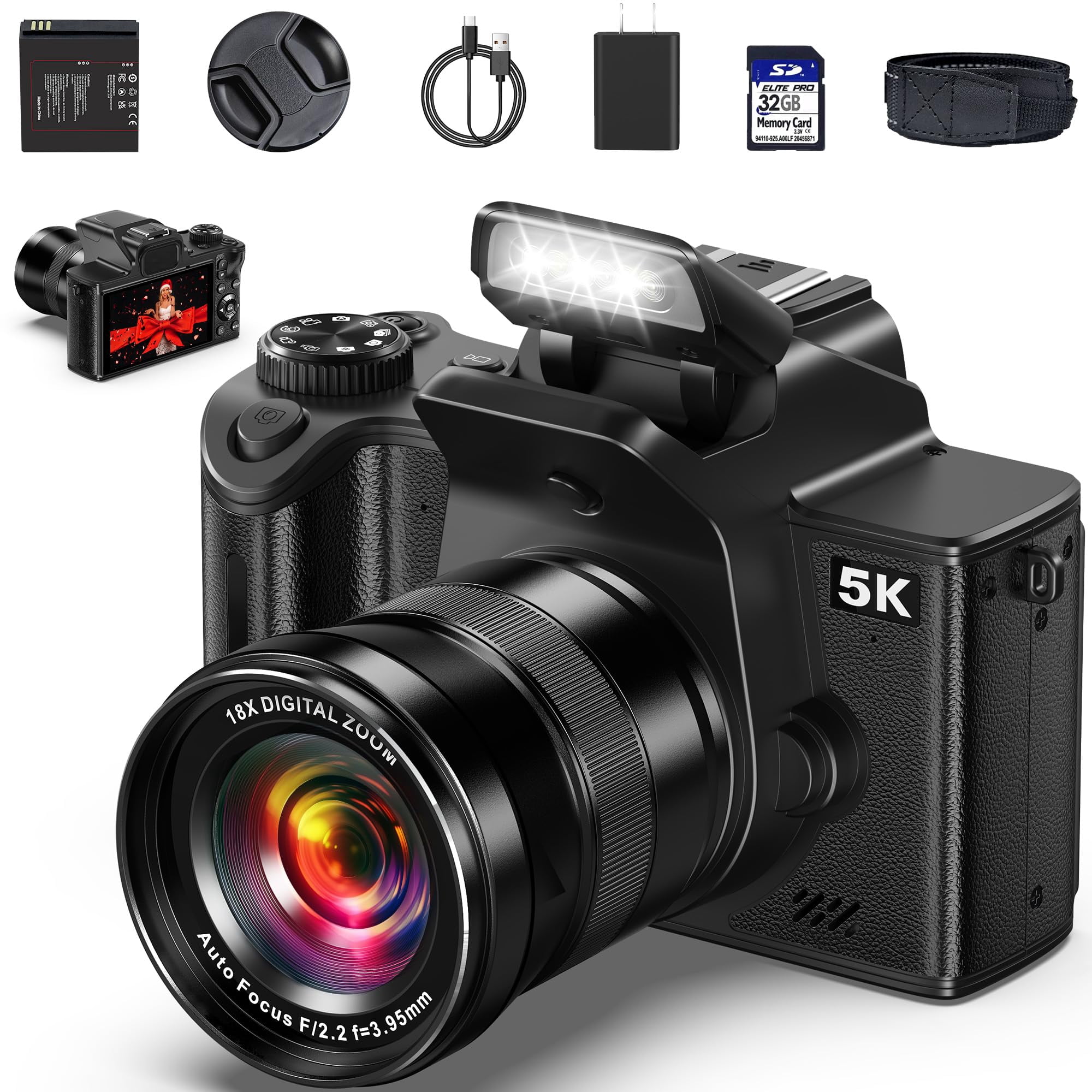 Cámara Digital Banflower True 5k, 80 Mp, Wifi, Vlogging, Zoom 18x