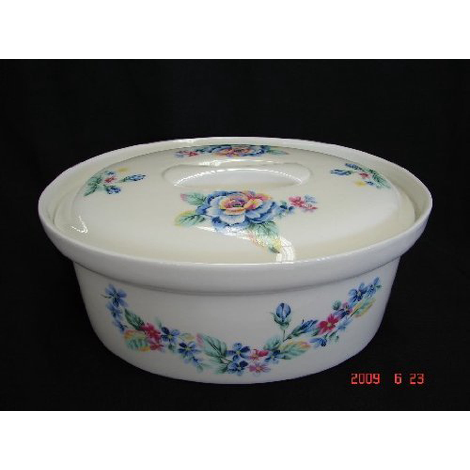 Feng Shui Import - Olla De Cocina Con Imagen De Flores Rojas Y Azules