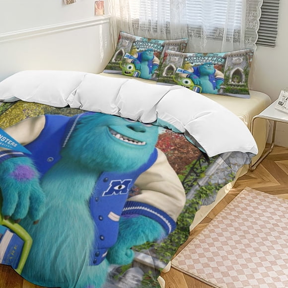 Monsters University Bedding Comforter Sets 3-Piece Bedding Set Soft Warm Bed Set for Bedroom All Season