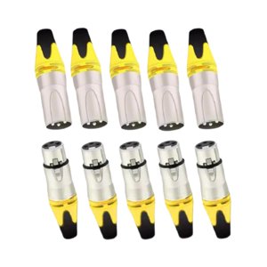 Magideal - Conexión De Micrófono De Cable Xlr 10X Micrófono Masculino Y Femenino, Enchufe De Línea De Micrófono De Encogimiento De Audio De Aleación Para Actuaci Amarillo