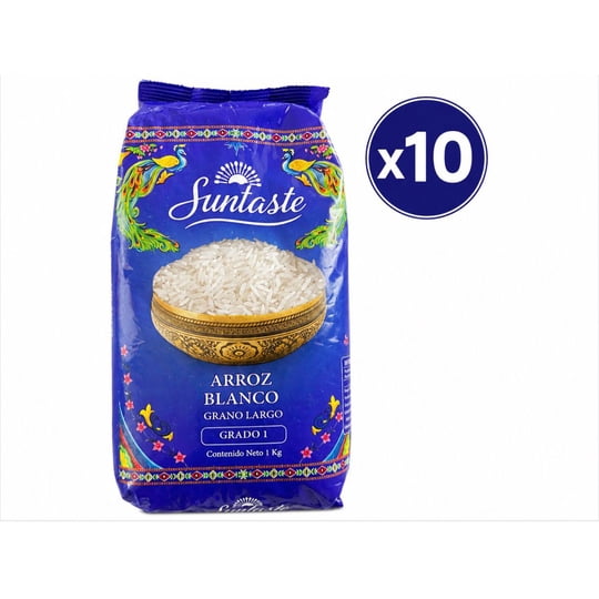 Suntaste - Pack 10 Bolsas 1kg Arroz Blanco Grado 1