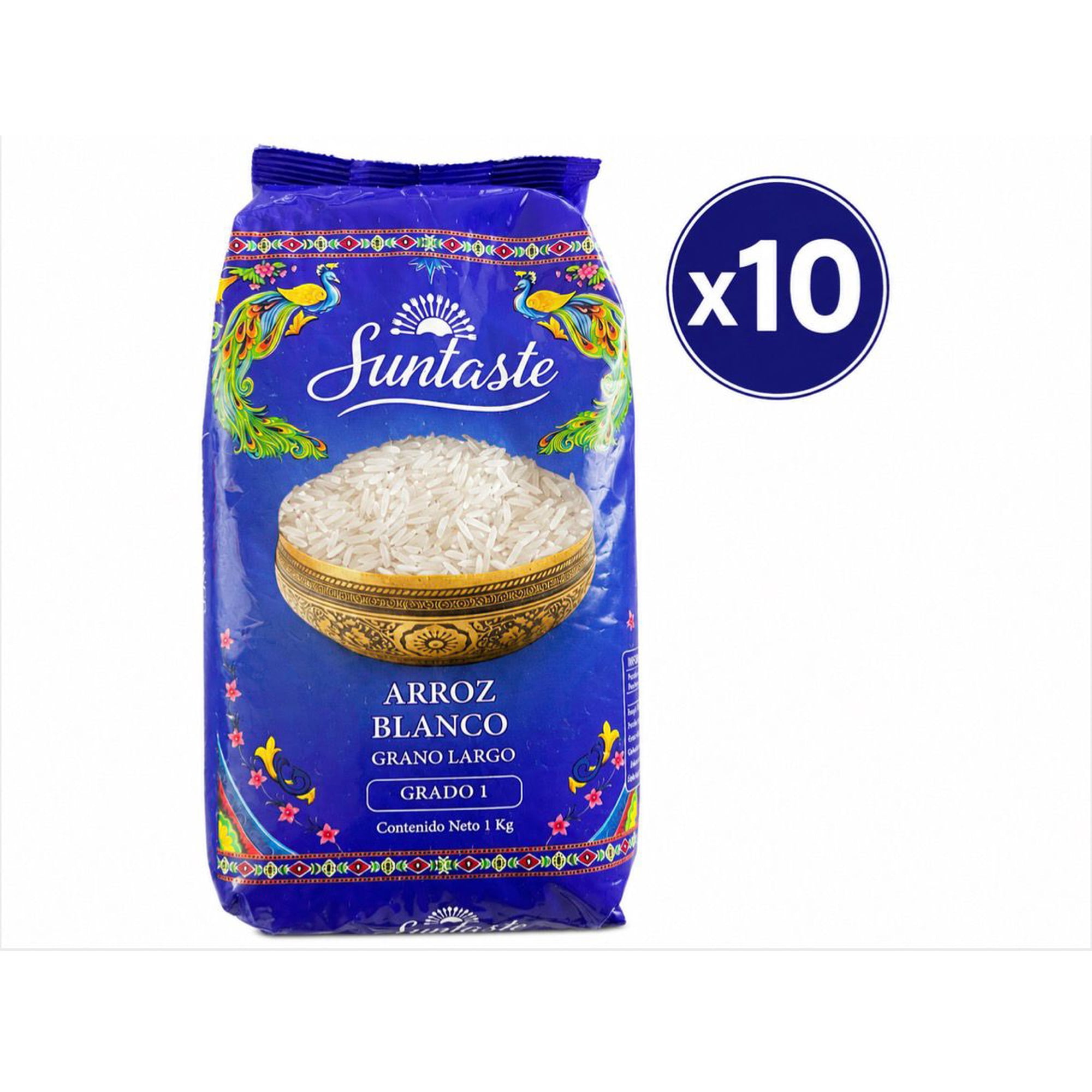 Suntaste - Pack 10 Bolsas 1kg Arroz Blanco Grado 1