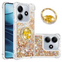 Foxdock Funda Glitter Líquida Para Xiaomi Redmi Note 14 4G Con Anillo Brillante, Tpu Antichoques Y Esquinas Reforzadas, Soporte