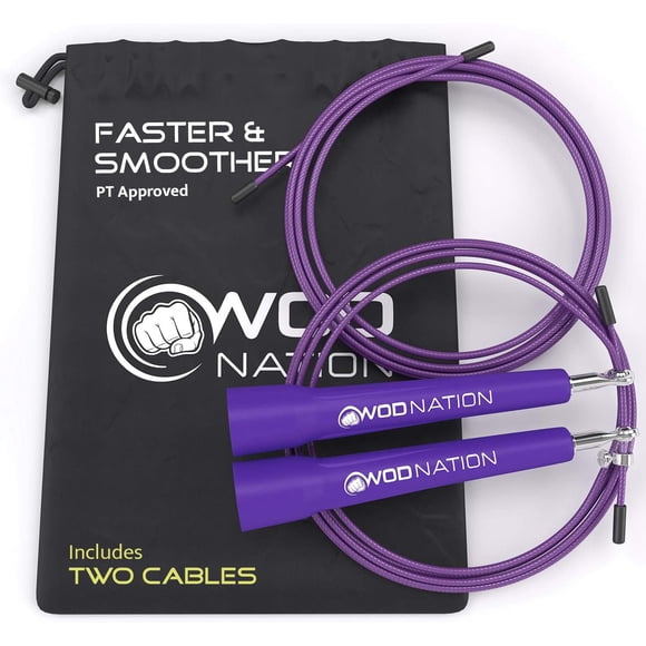 Gimnasio doméstico Jump Rope WOD Nation, velocidad ajustable, color morado