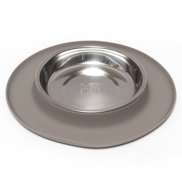 Comedero Para Gatos Con Base De Silicona Y Cuenco De Acero Inoxidable 1 75 Tazas