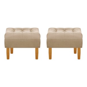 Bodevir - Set Pouf Wood 1C Felpa 04 Beige