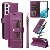 Foxdock Funda Tipo Cartera Para Samsung Galaxy S22 – Cubierta De Cuero Pu Con Múltiples Ranuras, Bolsillo Para Efectivo Y Correa De Muñeca