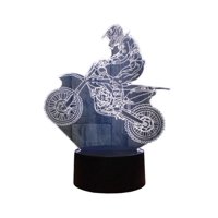 Lampara Ilusion 3D Motocross De 7 Colores, Base Touch