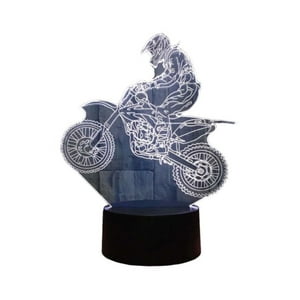 Lampara Ilusion 3D Motocross De 7 Colores, Base Touch