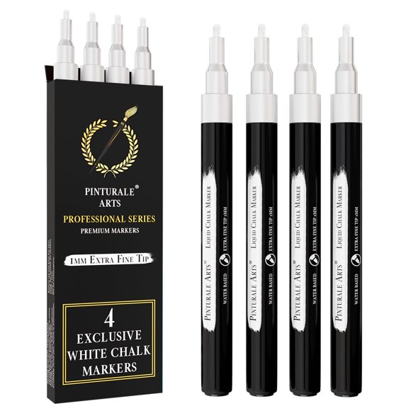 Marcadores de tiza blanca Pinturale Arts 1 mm (paquete de 4)